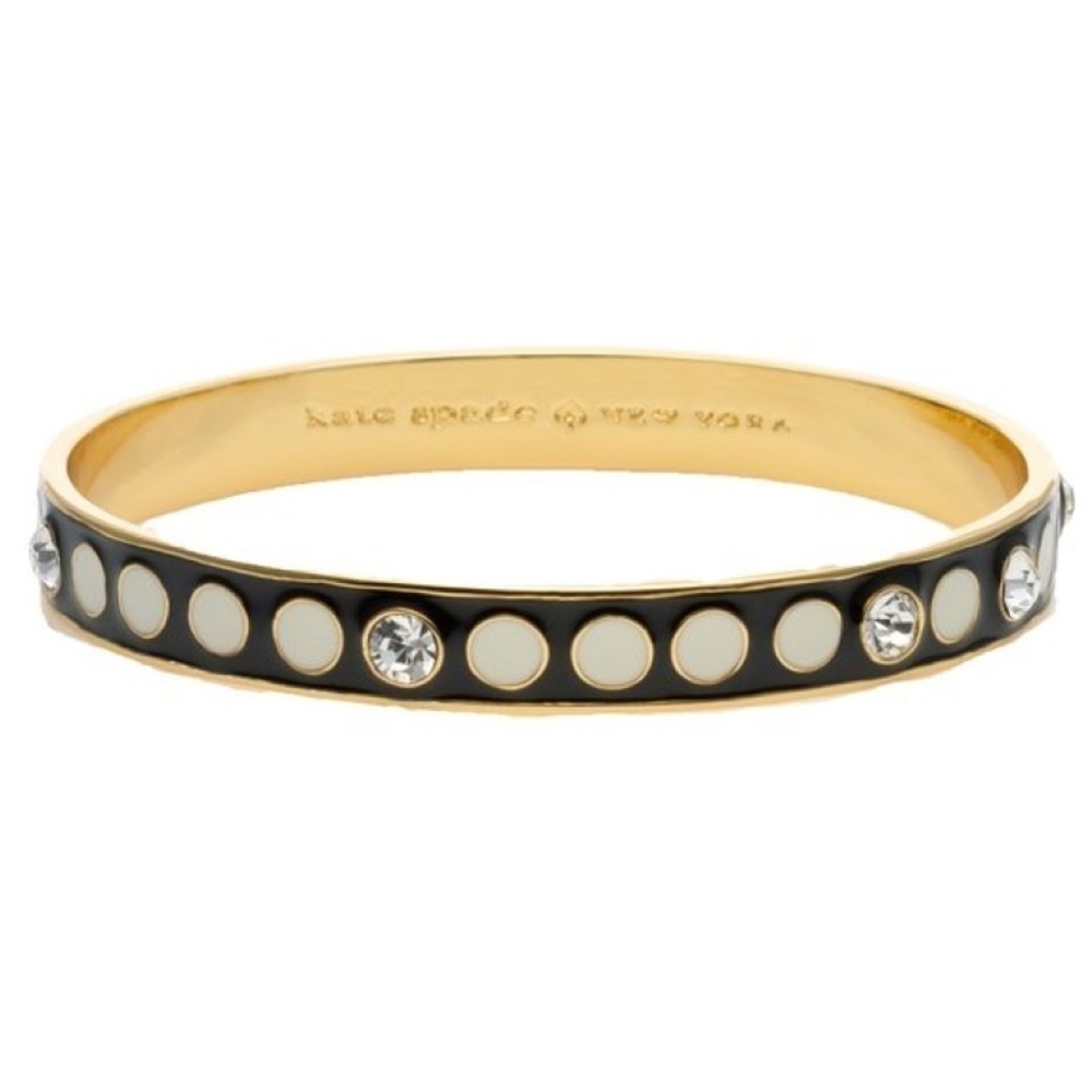KATE SPADE • Black Spotlight Cream Spade Enamel Bangle Bracelet